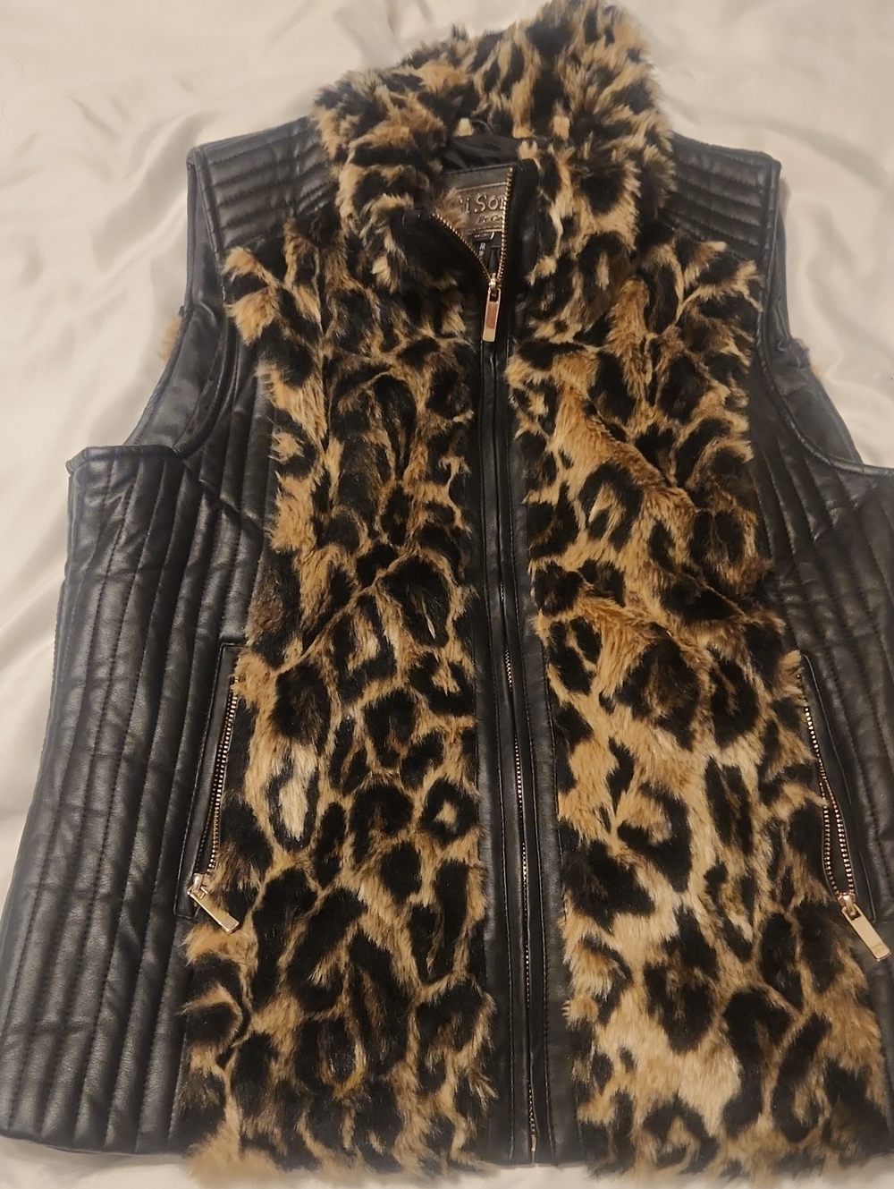 Ci Sono Vegan Leather & faux Fur Zipper In The Vest